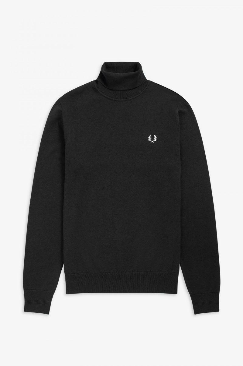 Black Fred Perry Roll Neck Jumper Men's Knitwear | PH 1318BEXC